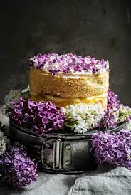 Feather Light Cake With Lilac Infused Creme Patissiere And Lemon Curd Creme Patissiere Light Cakes Cake