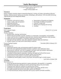 professional assembler resume examples