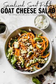 Sweet Potato Goat Cheese Salad The Toasted Pine Nut Recipe Spiral Vegetable Recipes Healthy Salad Recipes Fall Recipes Healthy