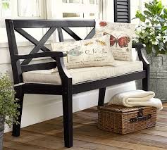 Black Bench With Back Hampstead Painted Porch Bench Black Pottery Barn Porch Furniture Bench Decor Porch Bench