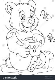 Coloring Page Outline Of Cartoon Little Bear With Honey Barrel Vector Illustration Coloring Book For Kids Cartoon Bear Honey Disegni Da Colorare Disegni Orso