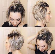 Pin By Amber Sinchak On Beauty Short Hair Updo Braids For Short Hair Thick Hair Styles