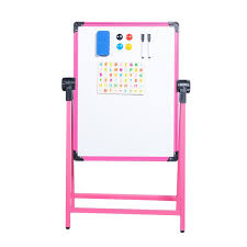 Portable Magnetic Whiteboard Dry Erase Sided Mark Board with Stand Pink