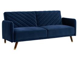 Schlafsofa Klappsofa 3 Sitzer Samt Joris Blau Kaufen Klappsofa Sofa Design Wohnzimmer Sofa