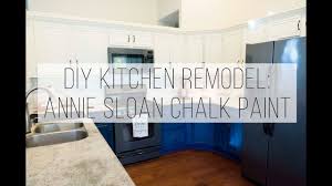 Gently sand your cabinets with fine sand paper to create a smooth painting surface. Diy Kitchen Cabinet Remodel With Annie Sloan Chalk Paint Napoleonic Blue Old White Youtube Cute766