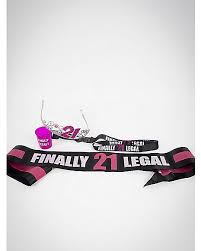 21st Birthday Crown And Sash Birthday Girl Sash Glitter Tiara And Shot Glass Necklace Spencer S Birthday Sash 21st Birthday Sash 21st Birthday