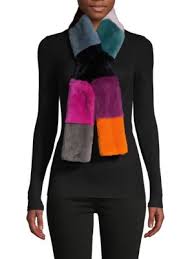 Jocelyn Colorblock Rabbit Fur Neck Scarf In Multi Modesens