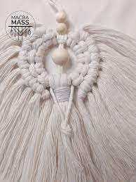 Large Macrame Angel Angel Mackerramma Macrame Angels White Decor Christmas Decoration Wall Hangings Handmade Angels Angel Wings Handmade Angels Macrame Patterns Macrame