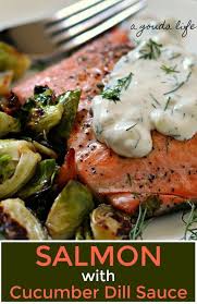 Cucumber Dill Salmon Pan Seared Greek Yogurt Sauce A Gouda Life Recipe In 2020 Easy Salmon Recipes Recipes Appetizer Recipes