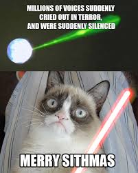 Grumpy Cat Star Wars Mashup Merry Sithmas Grumpy Cat Funny Cat Memes Grumpy Cat Meme