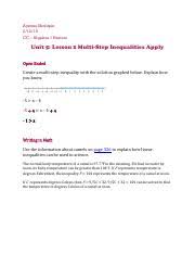 Normal body temperature is 98.6 degrees fahrenheit, right? Unit 5 Lesson 2 Multi Step Inequalities Apply Pdf Ayesha Shofique Cc U2013 Algebra 1 Honors Unit 5 Lesson 2 Multi Step Inequalities Apply Open Ended Course Hero