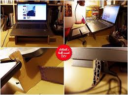 Cardboard Monitor Stand My Main Laptop Is A Heavy 17 So I Made 2 Of The Walls Double To Make Sure The Stand Wouldn T Wobbl Drawing Tablet Monitor Stand Diy