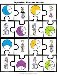 Free Math Center Equivalent Fraction Puzzles Free Math Centers Free Math Equivalent Fractions