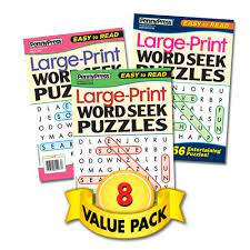 Enjoy hours of fun and a fantastic value! Large Print Word Seek Puzzles 8 Pack Full Size Books Penny Press Dell Magazines Amazon Com Books