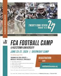 FCA Football Camp @ Kutztown University 🏈 You do not want to miss this!  June 23-27, 2024