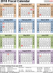 What does a company's fiscal year establish? Fiscal Calendars 2018 Free Printable Excel Templates