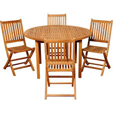 Dallis Teak Folding Chair 5 Piece Round Patio Dining Set 7v210 Lamps Plus Round Dining Table Sets Patio Dining Set Round Dining Set
