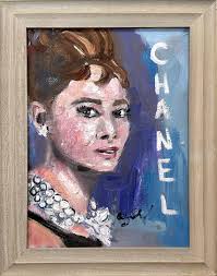 "Audrey & Chanel" Audrey Hepburn Breakfast at Tiffany's Pop Art Oil Painting