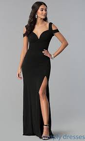 Cold Shoulder Empire Waist Long Black Prom Dress Petite Prom Dress Black Bridesmaid Dresses Long Black Evening Dress