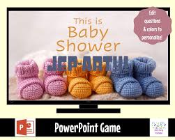 Baby games are a great way to bond and also help her brain develop, calm her down when she is upset, and just. Virtual Game Baby Shower Jep Arty Interactive Powerpoint Game Editable Baby Trivia Game Baby Shower Gender Reveal Zoom Game Pam S Party Place