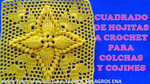 Tutorial de tejido a ganchillo. Cuadrado A Crochet Hojitas En Relieves Combinado Con Punto Popcorn Paso A Paso Para Colchas Crochet Eu