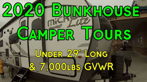 Also, there are connections ready for solar attachments. 2020 Bunkhouse Travel Trailer Tours All Under 7 000lb Gvwr Youtube