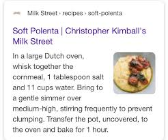 2 Cups Coarse Polenta 11 Cups Water 1 Tblsp Kosher Salt Combine Until Thickens On The Stove Top Whisking Constantly Bake In A Cast Iron Baking Oven Recipes