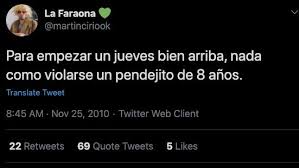 Martín cirio decidió irse del país luego de ser acusado de pedófilo por viejos comentarios que no, twitter no, no tengo más esa cuenta está sepultada. Tendencia On Twitter Desaparecepedofilo Martin Cirio Haciendo Apologia De Pedofilia Y Violacion Abigail De 8 Anos Violada Y Asesinada Justicia Justicia Justicia Https T Co Mapbgt54tb