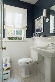 navy bathroom walls with white subway
