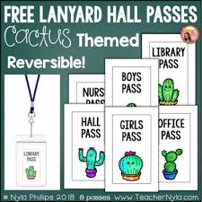 Free Hall Pass Cactus These Are Free Printable Hall Passes That Are Great For Grades 1 To 5 It Fits In Classroom Decor Classroom Themes Third Grade Classroom