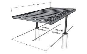 Hot dip galvanizing now standard site specific configuration and layout consealed fastener standing seam roof panel soffit under sheeting metal end panels 4' x 12' end overhangs 1' max solar racking. Carports Carport Structures Corp