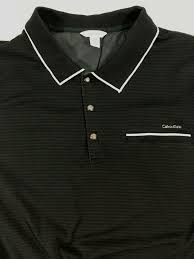 Black And Grey Striped Polo Shirt Mens Calvin Klein Polo Shirt Large Black Striped Snaps Cotton Soft Slinky Golf Calvinklein Golfpolo In 2020 Grey Polo Shirt Striped Polo Shirt Mens Polo Shirts