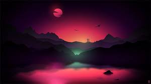 35 Scenic Landscape Illustrations With Vibrant Colors Landscape Wallpaper Romantic Wallpaper Neon Wallpaper