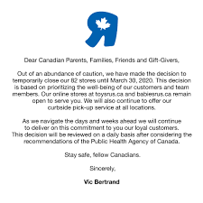 Plus get free shipping* on eligibile items and free pickup at one of our 80+ locations in canada. Toysrus Canada On Twitter Update On Covid 19 Response Mise A Jour Sur Nos Mesures Face Au Covid 19