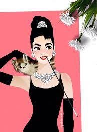 High quality audrey hepburn cat gifts and merchandise. Cyn On Twitter Audrey Hepburn Breakfast At Tiffany S Fanart Illustration Cynframandi Framandi Audreyhepburn Ilustracion Illustration Cat Kitty Dibujo Draw Drawing Girl Makeup Art Digitalpainting Digitalart Portrait