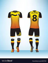 Uniform Football Yellow Black Vector Image On Vectorstock Uniform Yellow Black Soccer Tshirts