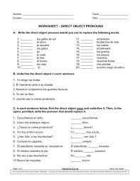 Worksheets > grammar > grade 5 > sentences > direct objects. Spanisht Object Pronouns Worksheets Pronoun Indirect Fabulous Jaimie Bleck