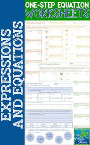 One Step Equation Worksheets One Step Equations Equations First Step