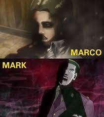 Marco Attack On Titan And Mark Jojo S Bizarre Adventure Both Had The Same Japanese Voice Ac Jojo S Bizarre Adventure Jojo Bizzare Adventure Attack On Titan