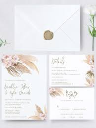 Pampas Grass Wedding Invitation Set Instant Download Etsy In 2020 Wedding Invitation Design Wedding Invitations Boho Wedding Invitation Sets