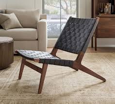 Pottery Barn Fenton Woven Leather Accent Chair In 2020 Leather Accent Chair Leather Armchair Leather Dining Chairs