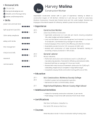 construction resumeexamples and 25+