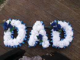 Send blue flowers to show your condolences. Feesten Speciale Gelegenheden Blue Artificial Silk Funeral Flower Wreath Dad 3 Letter Floral Tribute Memorial Luxclusif Com