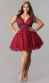 Short Plus-size Homecoming Dress With Lace Applique Plus Size Homecoming Dresses Plus Size Holiday Dresses Full Figure Dress
