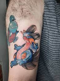 Little Quagsire and a freshly inked Swampert. : r/pokemontattoos