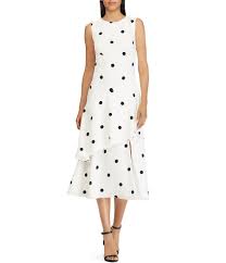 Lauren Ralph Lauren Polka Dot Tiered Ruffle Crepe A Line Midi Dress Dillard S Midi Dress Sleeveless Womens Midi Dresses Womens Maxi Dresses