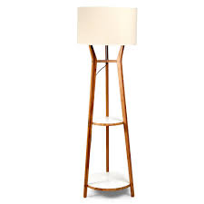 Searchlight floor lamp with wooden tripod modern spot lamp home/office decor. Tripod Floor Lamp With Double Shelf And Beige Shade 168cm Jarri Lights