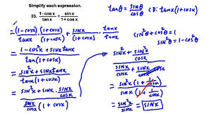 Precalculus Chapter 5 1 Exercises 30 36 Simplify Trigonometric Expressions Using Identities Youtube