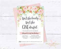 Onederful Invitation Onederful Year Isn T She Lovely Etsy Invitations Photo Invitations Girl First Birthday