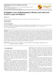 It was among shakespeare's most popular plays during his lifetime and, along with hamlet, is one of his most frequently performed plays. Pdf Forbidden Love Of Shakespeare S Romeo And Juliet And Fuzuli S Layla And Majnun